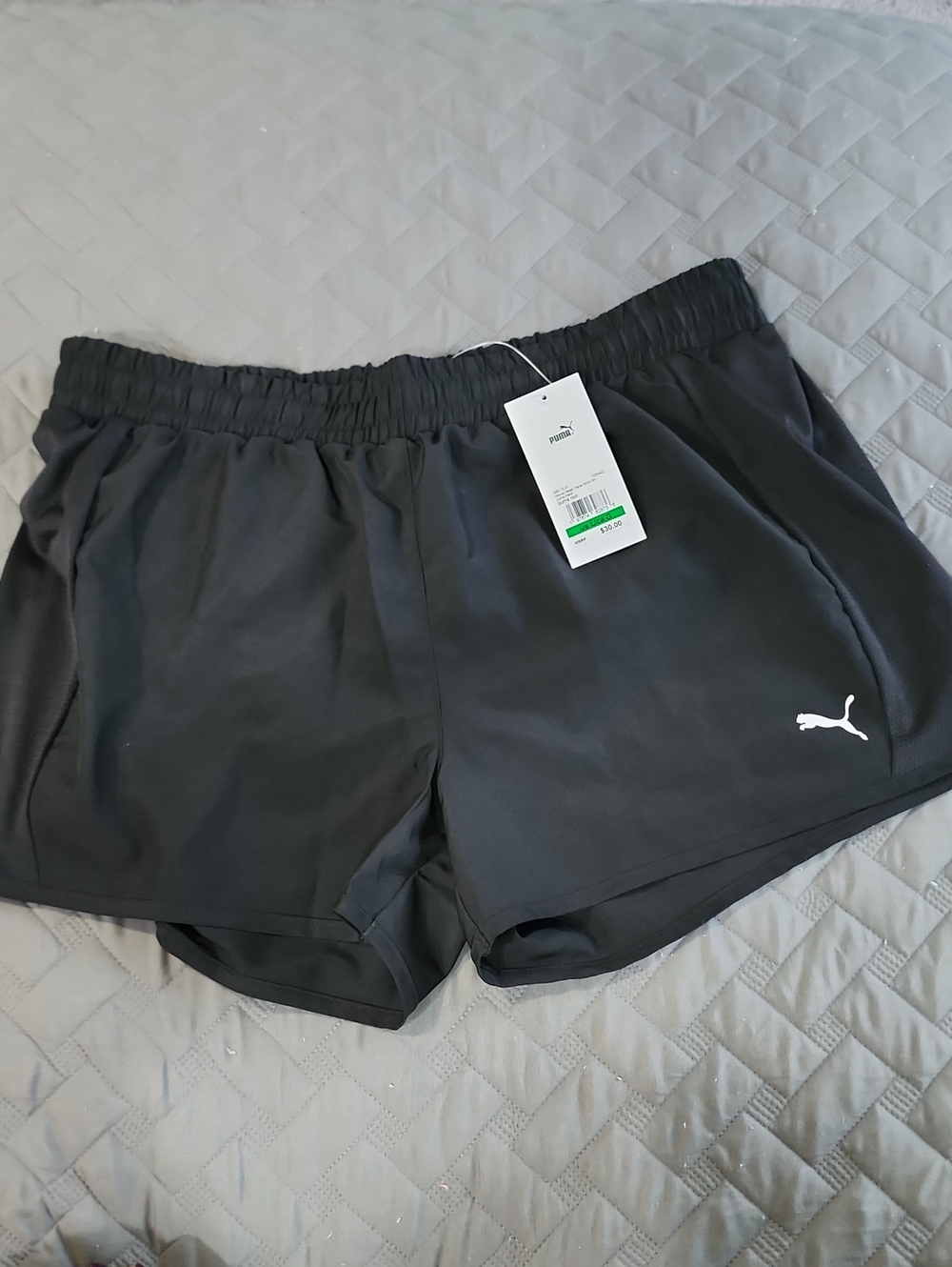 Puma Women's Black Performance Shorts with White Logo